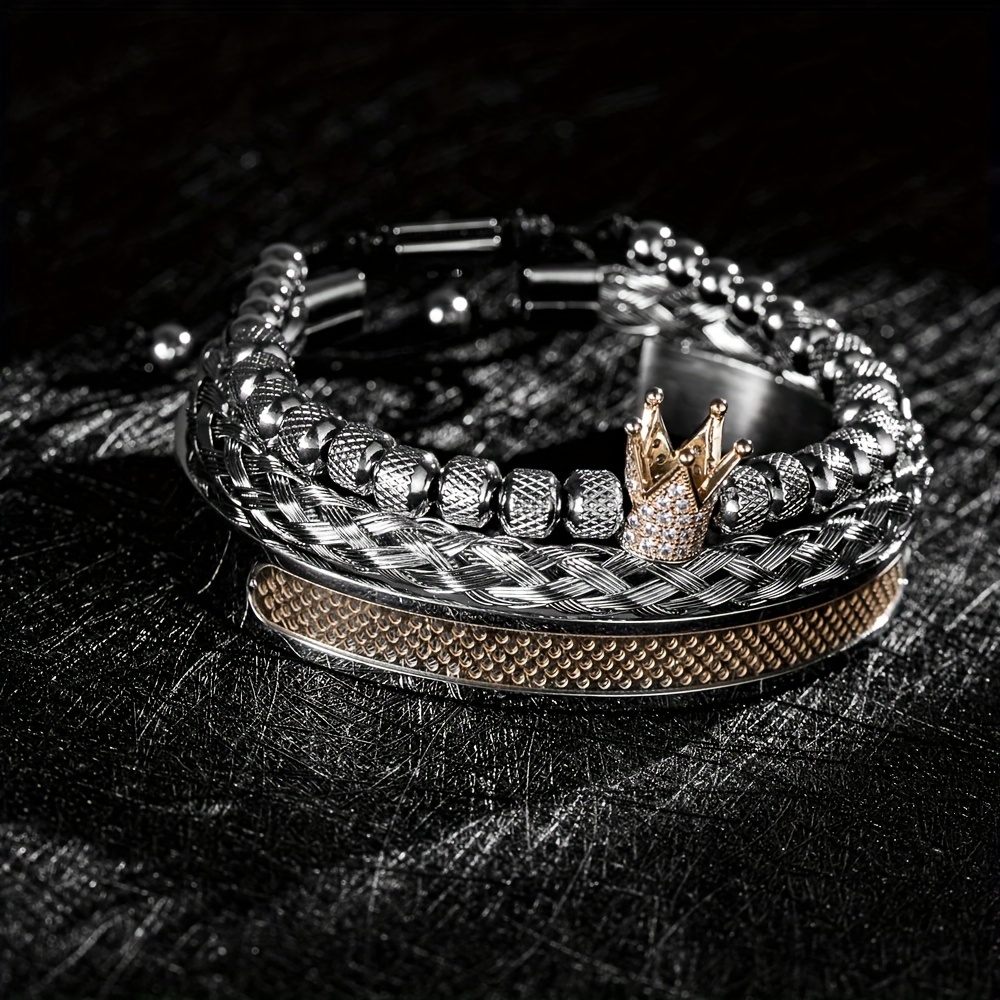 Men Crown Bracelets Contrast Colour Bangles